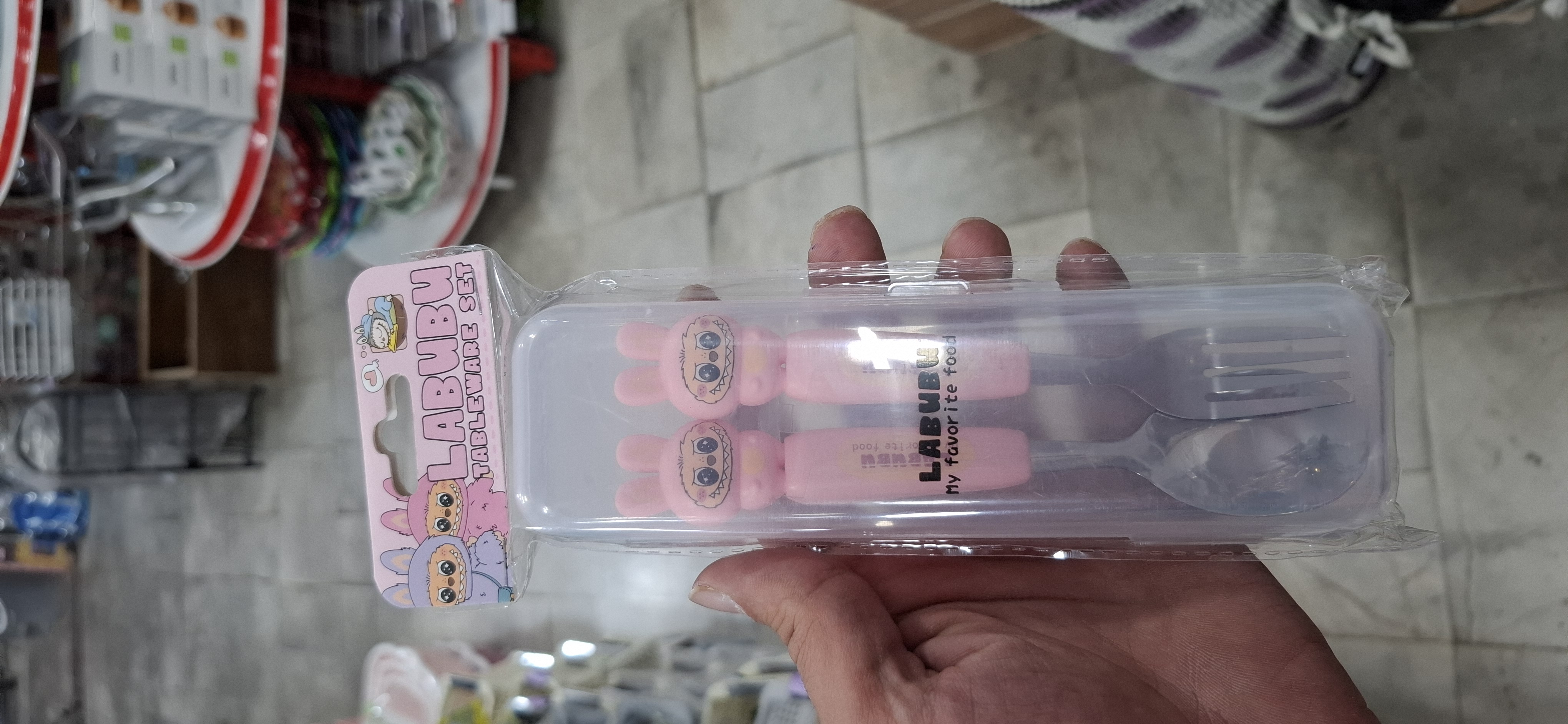 قاشق چنگال کودک سیلیکونی طرح لبوبو و خرس